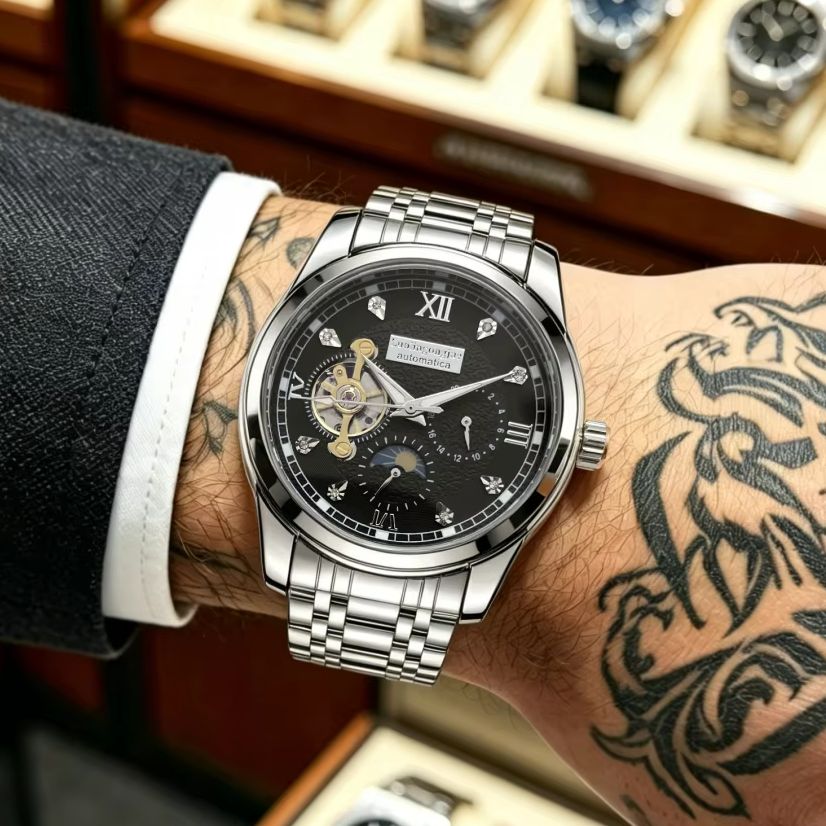 Custom Night Sky - High-End Luxury Men's Automatic Mechanical Watch,