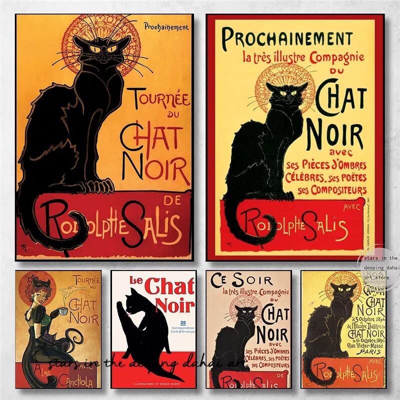 Pet Portrait Custom - Classic French Le Chat Noir Black
