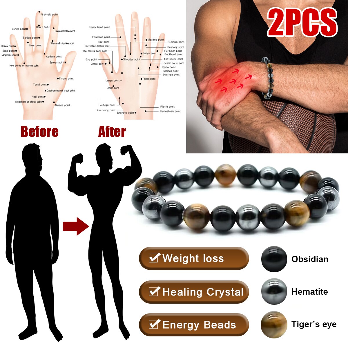 2PCS/Set Triple Protection Bra - Coordinates Bracelet recensie en prijs