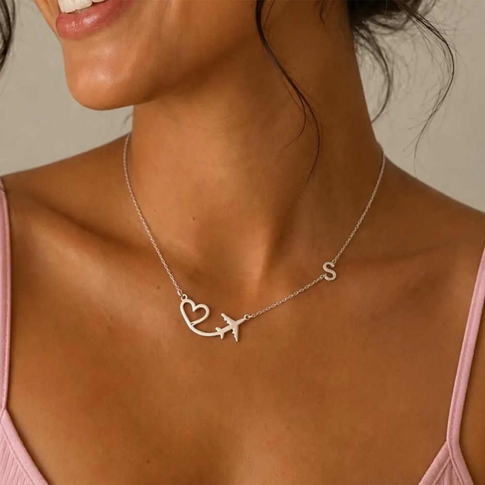 Personalized Heart Airplane In - Name Necklace Custom recensie en prijs