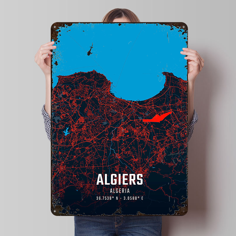 Algiers City Map Metal Poster  - Custom Map Poster recensie en prijs