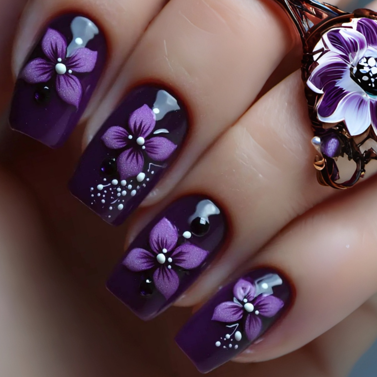 Medium square fake nails for w - Pressed Flower Art recensie en prijs