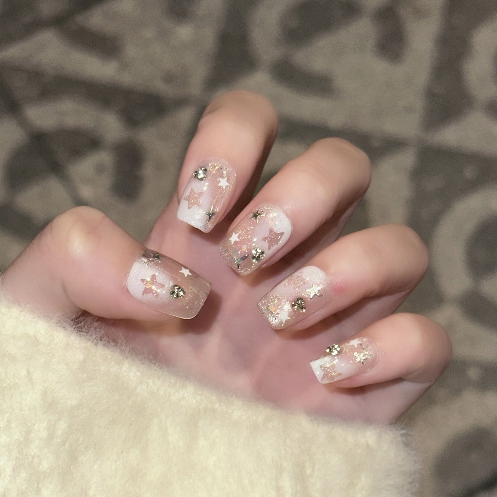 10PCS Short Square Fake Nails  - Pressed Flower Art recensie en prijs