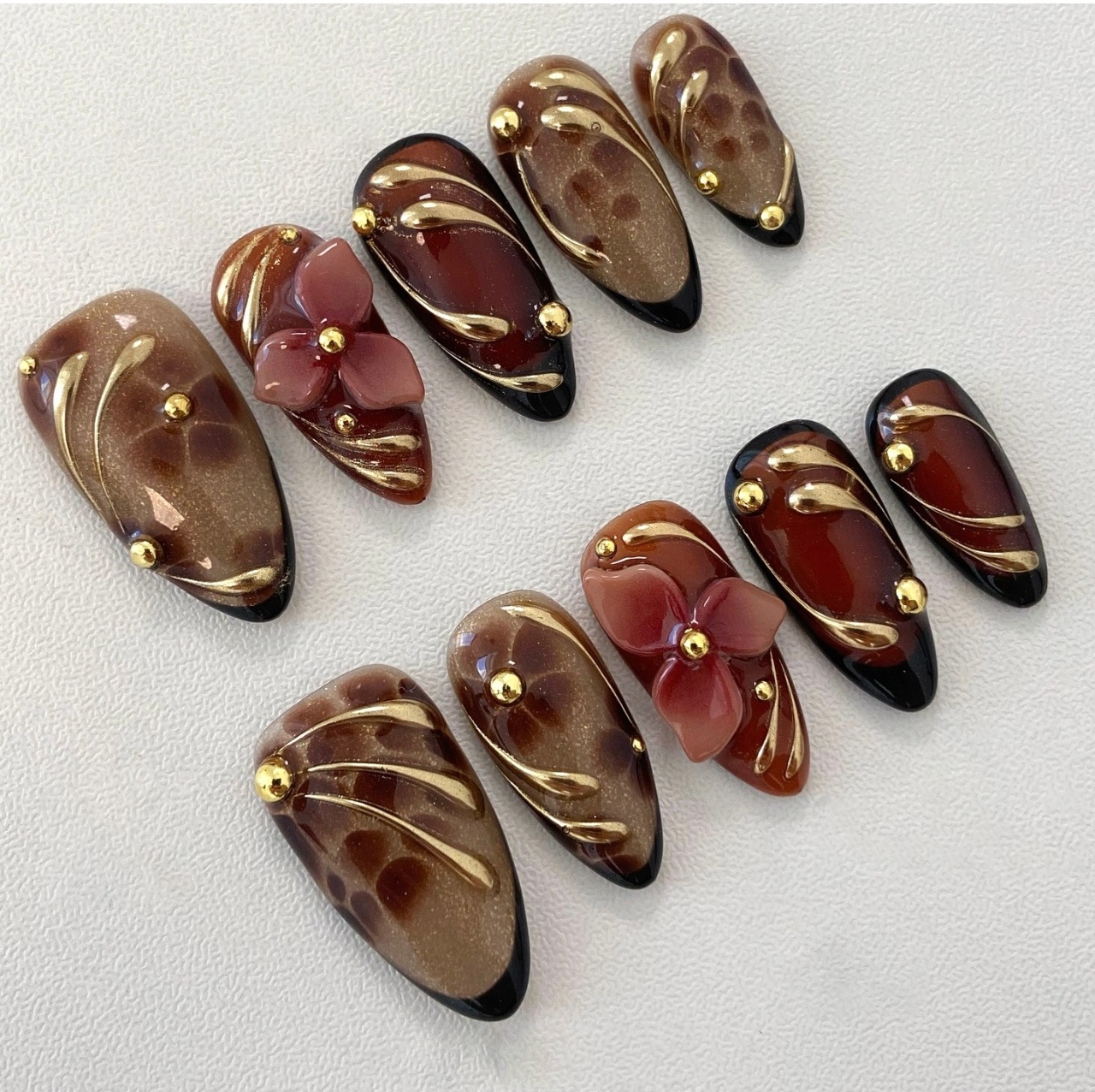 24pcs Leopard Print Brown Nail - Pressed Flower Art recensie en prijs