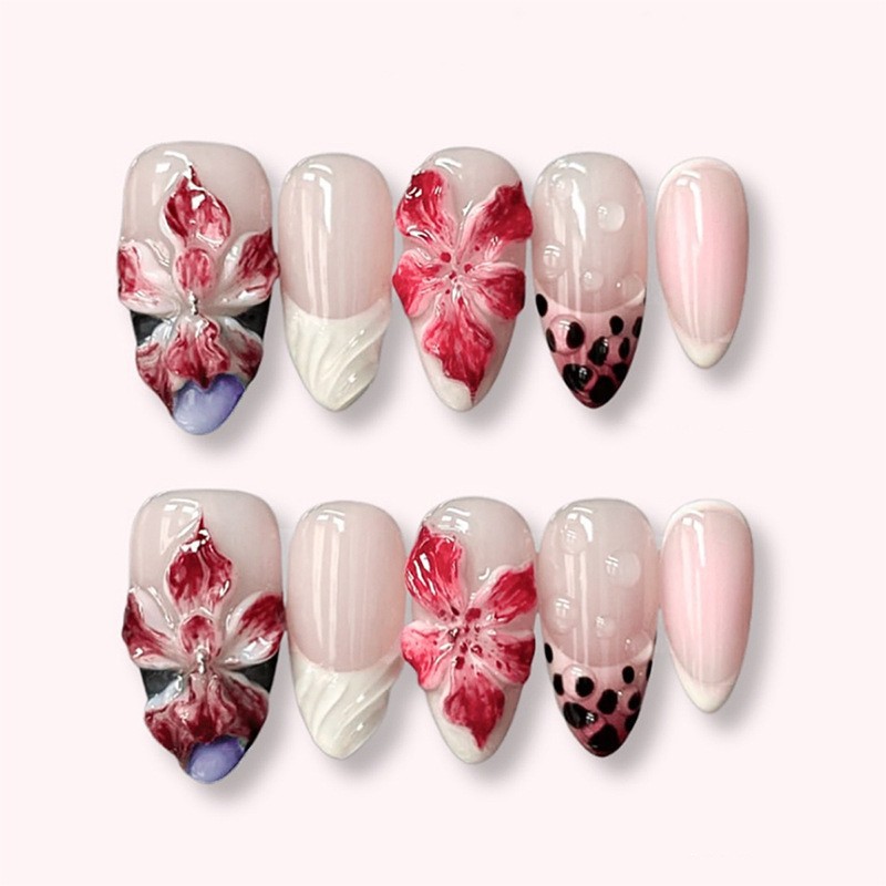 24pcs Leopard Print Brown Nail - Pressed Flower Art recensie en prijs