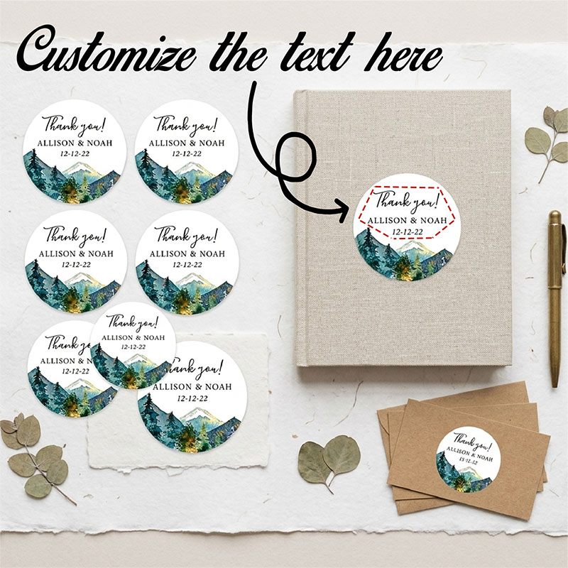 Custom Mountain Logo Round Sti - Personalized Name Box recensie en prijs