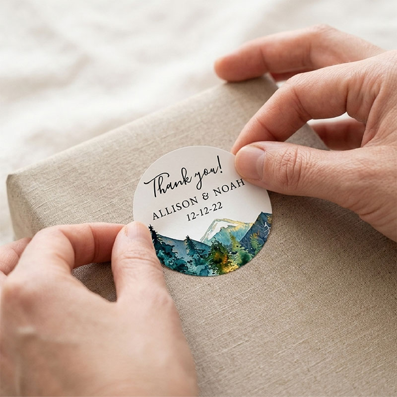 Custom Mountain Logo Round Sti - Personalized Name Box recensie en prijs