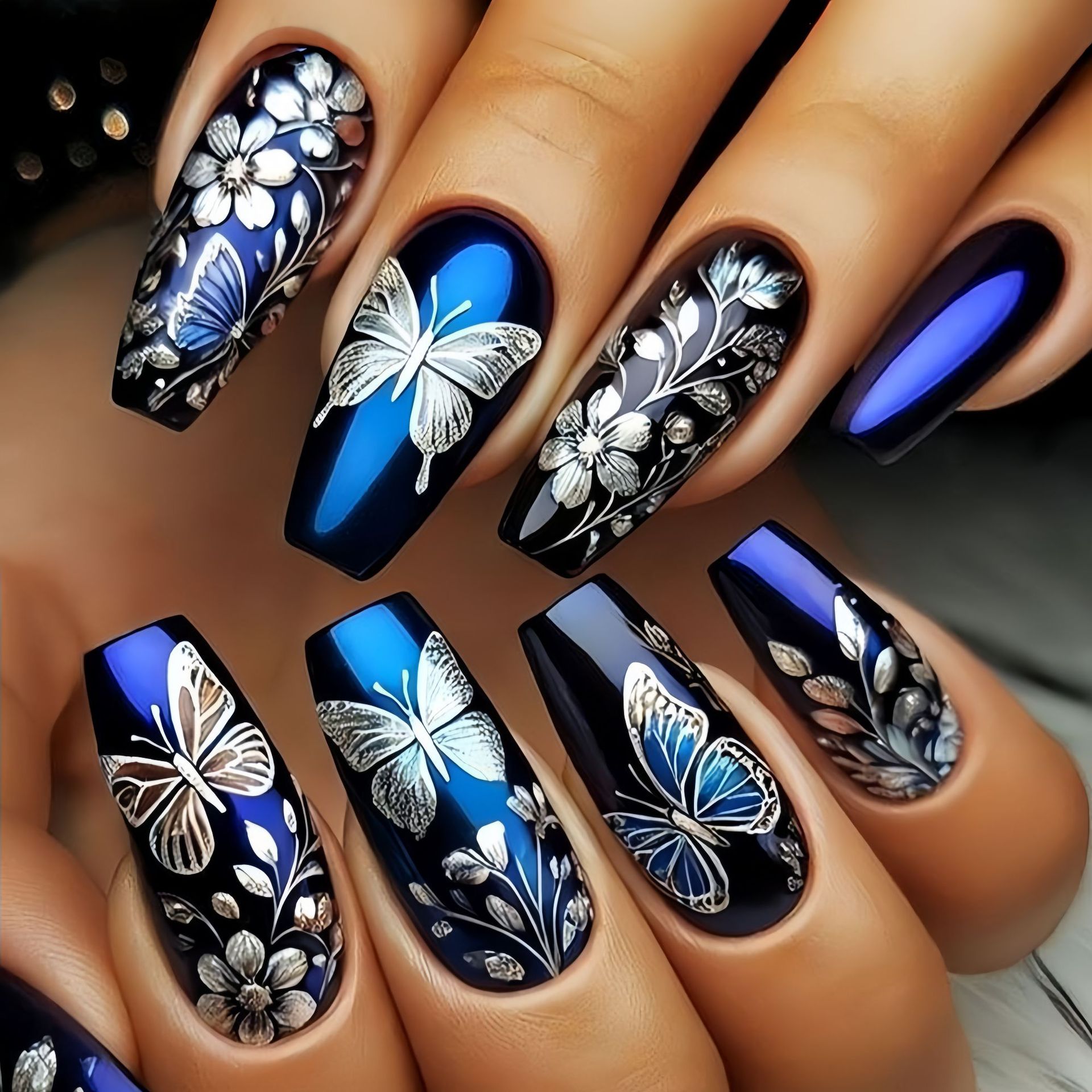 Medium long fake nails for wom - Pressed Flower Art recensie en prijs