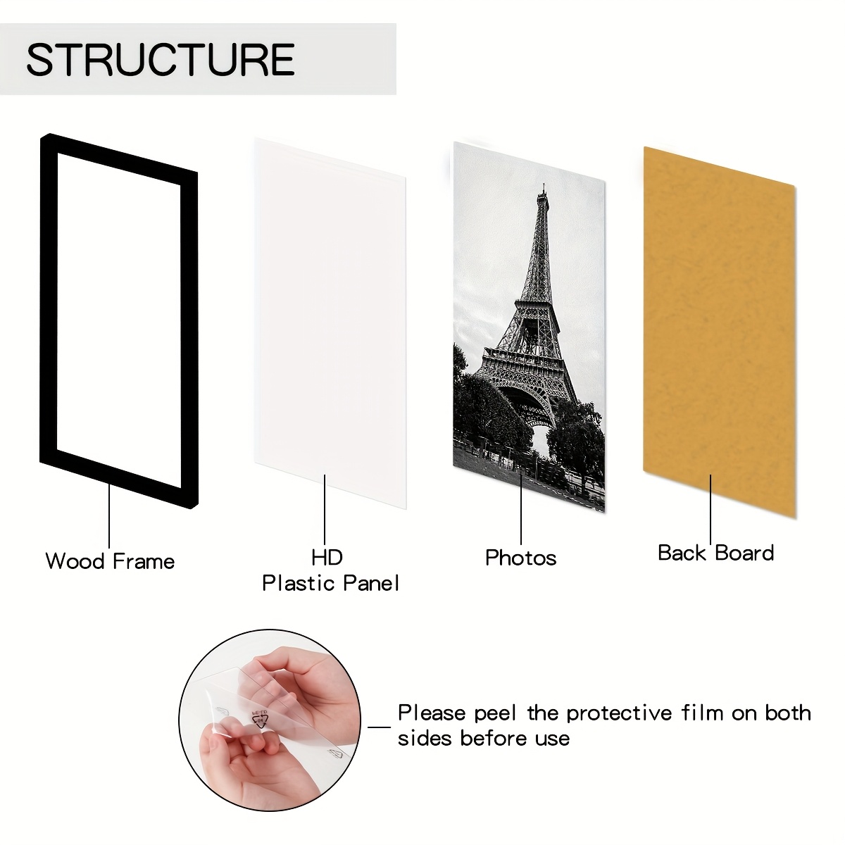 5-Piece Set A4 Black Wooden Ph - Engraved Wood Frame recensie en prijs