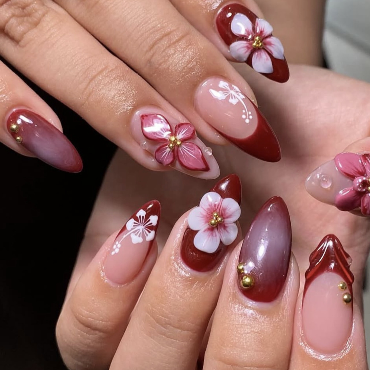 24pcs Red French Press on Nail - Pressed Flower Art recensie en prijs
